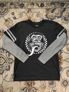 Gas Monkey Shirt Mens Medium Gray Long Sleeve Garage Graphic Tee Tagless
